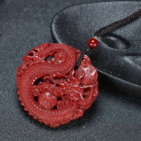 Year of the Dragon Cinnabar necklace - Picture 7 of 8